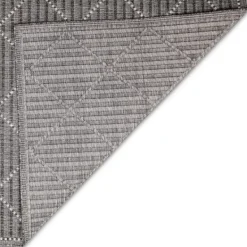 Outdoor Rugs-Kirkland's Home Charcoal Geo Lattice Outdoor Area Rug, 4X7 Gray