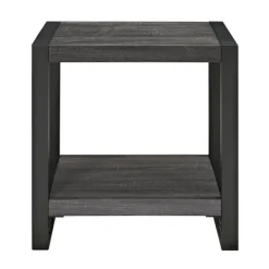 Accent & End Tables-Kirkland's Home Charcoal Industrial Metal And Wood Accent Table Gray