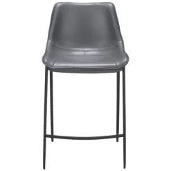 Bar Stools & Counter Height Stools-Kirkland's Home Charcoal Leather Stitch Counter Stools, Set Of 2 Gray