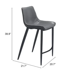Bar Stools & Counter Height Stools-Kirkland's Home Charcoal Leather Stitch Counter Stools, Set Of 2 Gray