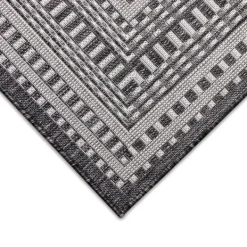 Outdoor Rugs-Kirkland's Home Charcoal Linear Macy Indoor/Outdoor Area Rug, 7X9 Black