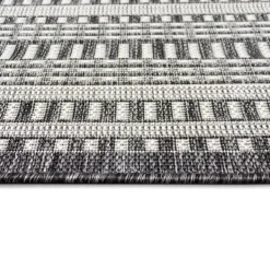 Outdoor Rugs-Kirkland's Home Charcoal Linear Macy Indoor/Outdoor Area Rug, 7X9 Black
