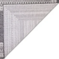 Outdoor Rugs-Kirkland's Home Charcoal Linear Macy Indoor/Outdoor Area Rug, 4X7 Black