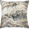 Pillows-Kirkland's Home Charcoal Metallic Marble Swirl Throw Pillow Gold/Gray/White