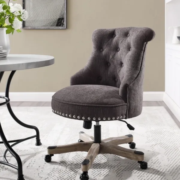 Office Furniture-Kirkland's Home Charcoal Miller Tufted Office Chair Gray