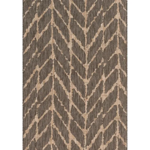 Outdoor Rugs-Kirkland's Home Charcoal Mocha Chevron Outdoor Area Rug, 7X10 Brown/Tan