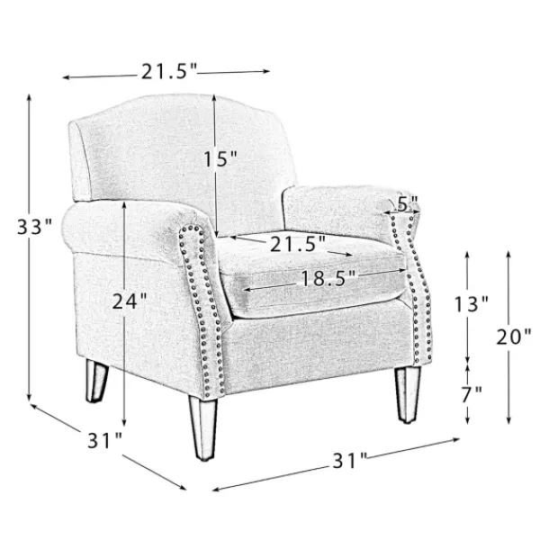 Accent Chairs-Kirkland's Home Charcoal Nailhead Trim Armchair Gray