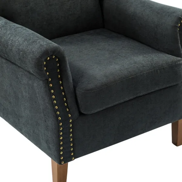 Accent Chairs-Kirkland's Home Charcoal Nailhead Trim Armchair Gray