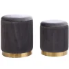 Benches & Ottomans-Kirkland's Home Charcoal Ribbed Velvet Nesting Ottomans, Set Of 2 Gray