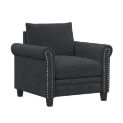 Accent Chairs-Kirkland's Home Charcoal Rolled Arms Upholstered Accent Chair Black