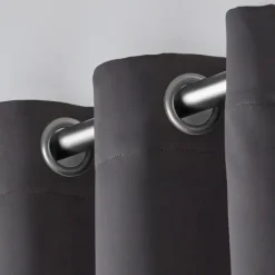 Curtains & Drapes-Kirkland's Home Charcoal Sateen Curtain Panel Set, 96 In. Gray