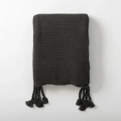 Blankets & Throws-Kirkland's Home Charcoal Spring Knit Throw Blanket Gray