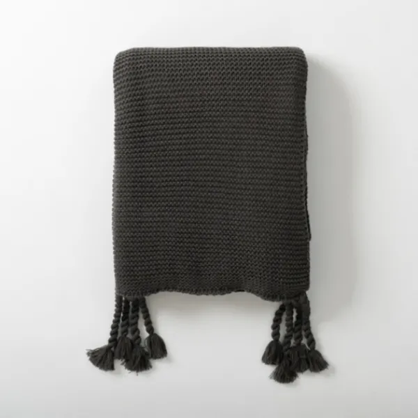Blankets & Throws-Kirkland's Home Charcoal Spring Knit Throw Blanket Gray