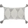 Pillows-Kirkland's Home Charcoal Stripe Diamond Tassels Lumbar Pillow Gray