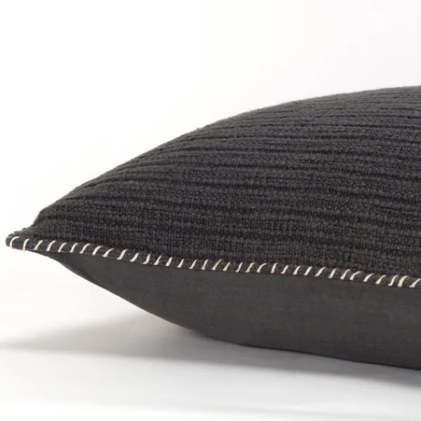 Pillows-Kirkland's Home Charcoal Subtle Striped Oversized Pillow Gray