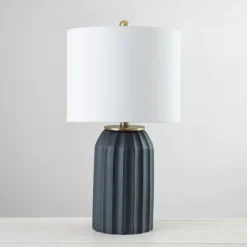 Table Lamps-Kirkland's Home Charcoal Sullivan Table Lamp White
