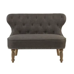 Sofas & Loveseats-Kirkland's Home Charcoal Tufted Upholstered Settee Gray