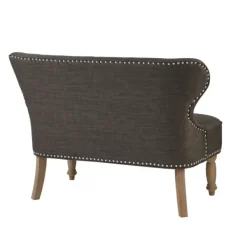 Sofas & Loveseats-Kirkland's Home Charcoal Tufted Upholstered Settee Gray