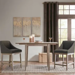 Bar Stools & Counter Height Stools-Kirkland's Home Charcoal Upholstered Seat Counter Stool Gray