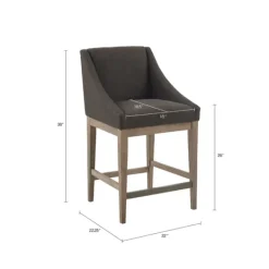 Bar Stools & Counter Height Stools-Kirkland's Home Charcoal Upholstered Seat Counter Stool Gray