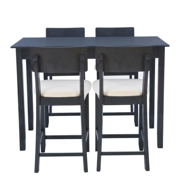 Dining Sets-Kirkland's Home Charcoal Wood Upholstered 5-Pc. Dining Set Gray