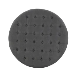Benches & Ottomans-Kirkland's Home Charlotte Tufted Round Charcoal Ottoman Gray