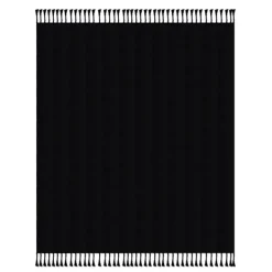 Blankets & Throws-Kirkland's Home Checkered Weave Fringe Throw Black
