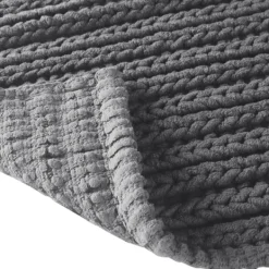 Bathroom Rugs-Kirkland's Home Chenille Chain Stitched Bath Mat, 30 In. Black