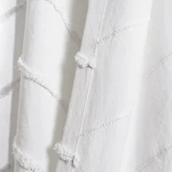 Curtains & Drapes-Kirkland's Home Chenille Chevron Curtain Panel Set, 84 In. White