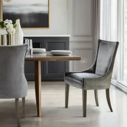 Dining Chairs-Kirkland's Home Chenille Curved Back Dining Chairs, Set Of 2 Gray