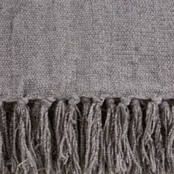 Blankets & Throws-Kirkland's Home Chenille Fringe Throw Gray