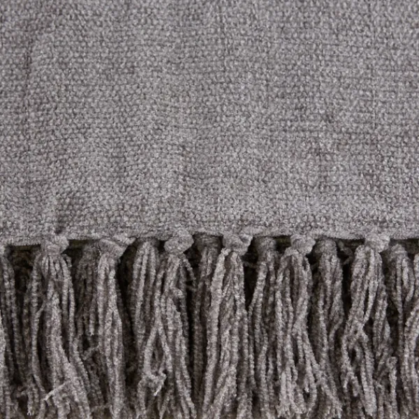Blankets & Throws-Kirkland's Home Chenille Fringe Throw Gray
