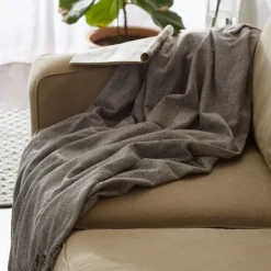 Blankets & Throws-Kirkland's Home Chenille Fringe Throw Gray