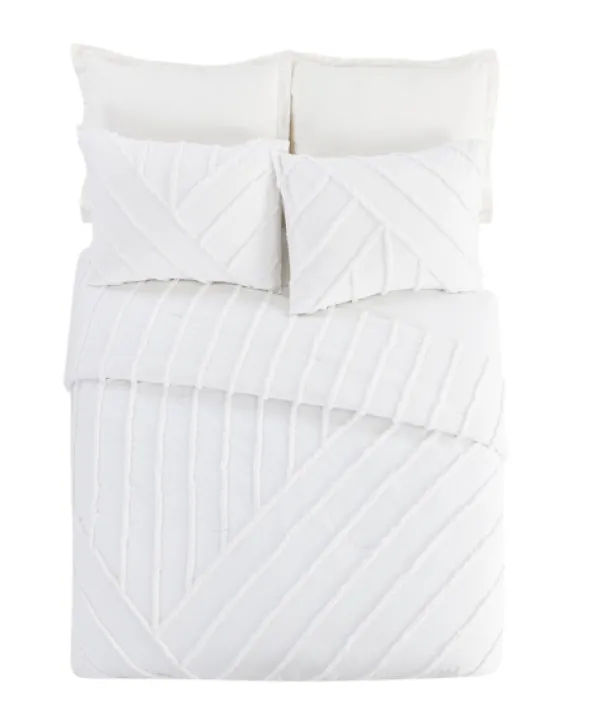 Comforters-Kirkland's Home Chenille Line 3-Pc. Full/Queen Comforter Set White