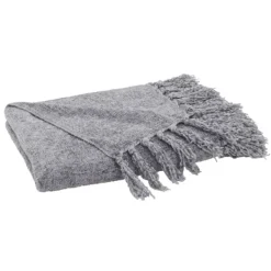 Blankets & Throws-Kirkland's Home Chenille Throw With Fringe Gray