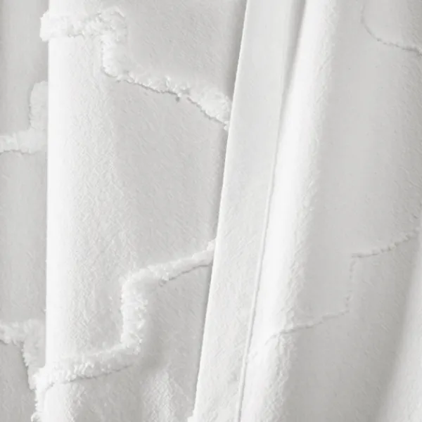 Shower Curtains-Kirkland's Home Chenille Trellis Shower Curtain White