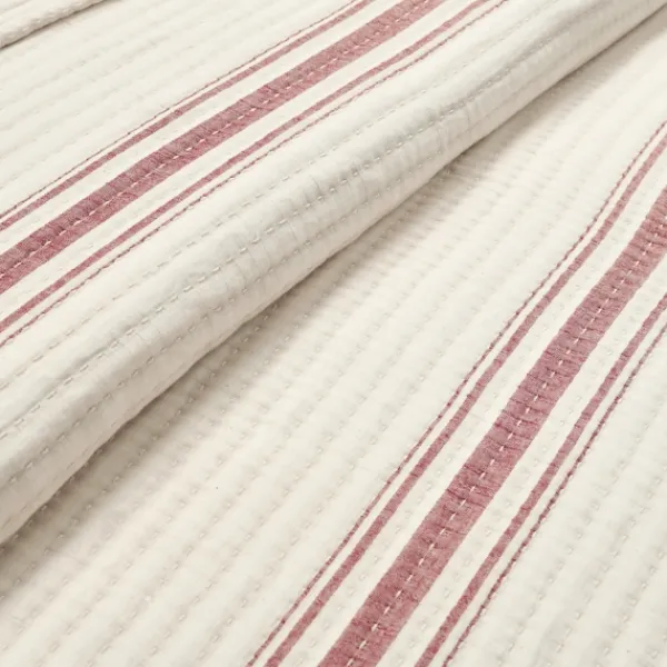 Quilts-Kirkland's Home Cherry Red Pick Stitch Stripe Queen Quilt Red/White