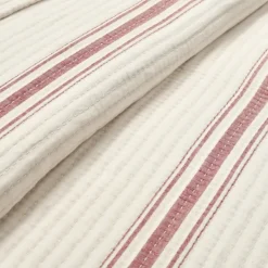 Quilts-Kirkland's Home Cherry Red Pick Stitch Stripe King Quilt Red/White