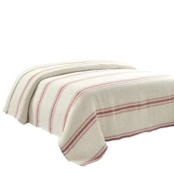 Quilts-Kirkland's Home Cherry Red Pick Stitch Stripe King Quilt Red/White
