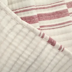 Blankets & Throws-Kirkland's Home Cherry Red Pick Stitch Stripe Decorative Throw Red/White