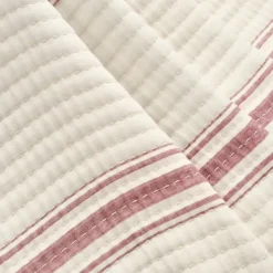 Blankets & Throws-Kirkland's Home Cherry Red Pick Stitch Stripe Decorative Throw Red/White