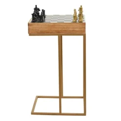 Accent & End Tables-Kirkland's Home Chess Top Wood C-Frame Accent Table Brown