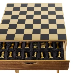Accent & End Tables-Kirkland's Home Chess Top Wood C-Frame Accent Table Brown