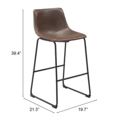 Bar Stools & Counter Height Stools-Kirkland's Home Chestnut Faux Leather Sloped Bar Stools, Set Of 2 Brown