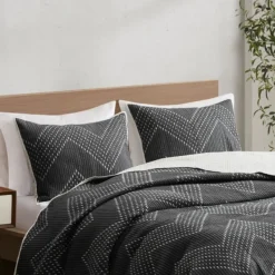 Bedspreads & Coverlets-Kirkland's Home Chevron Full/Queen 3-Pc. Coverlet Set Black