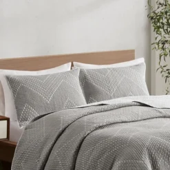 Bedspreads & Coverlets-Kirkland's Home Chevron Full/Queen 3-Pc. Coverlet Set Gray