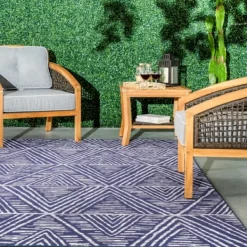 Outdoor Rugs-Kirkland's Home Chevron Indoor/Outdoor Area Rug, 6X9 Blue