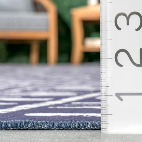 Outdoor Rugs-Kirkland's Home Chevron Indoor/Outdoor Area Rug, 6X9 Blue
