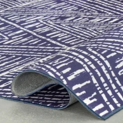 Outdoor Rugs-Kirkland's Home Chevron Indoor/Outdoor Area Rug, 5X8 Blue