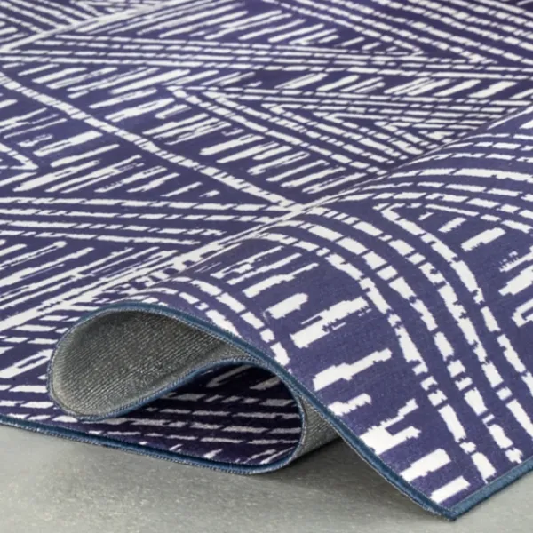 Outdoor Rugs-Kirkland's Home Chevron Indoor/Outdoor Area Rug, 5X8 Blue
